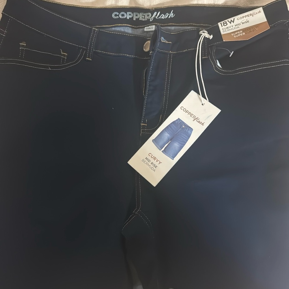 Curvy Mid Rise Dark Wash Shorts